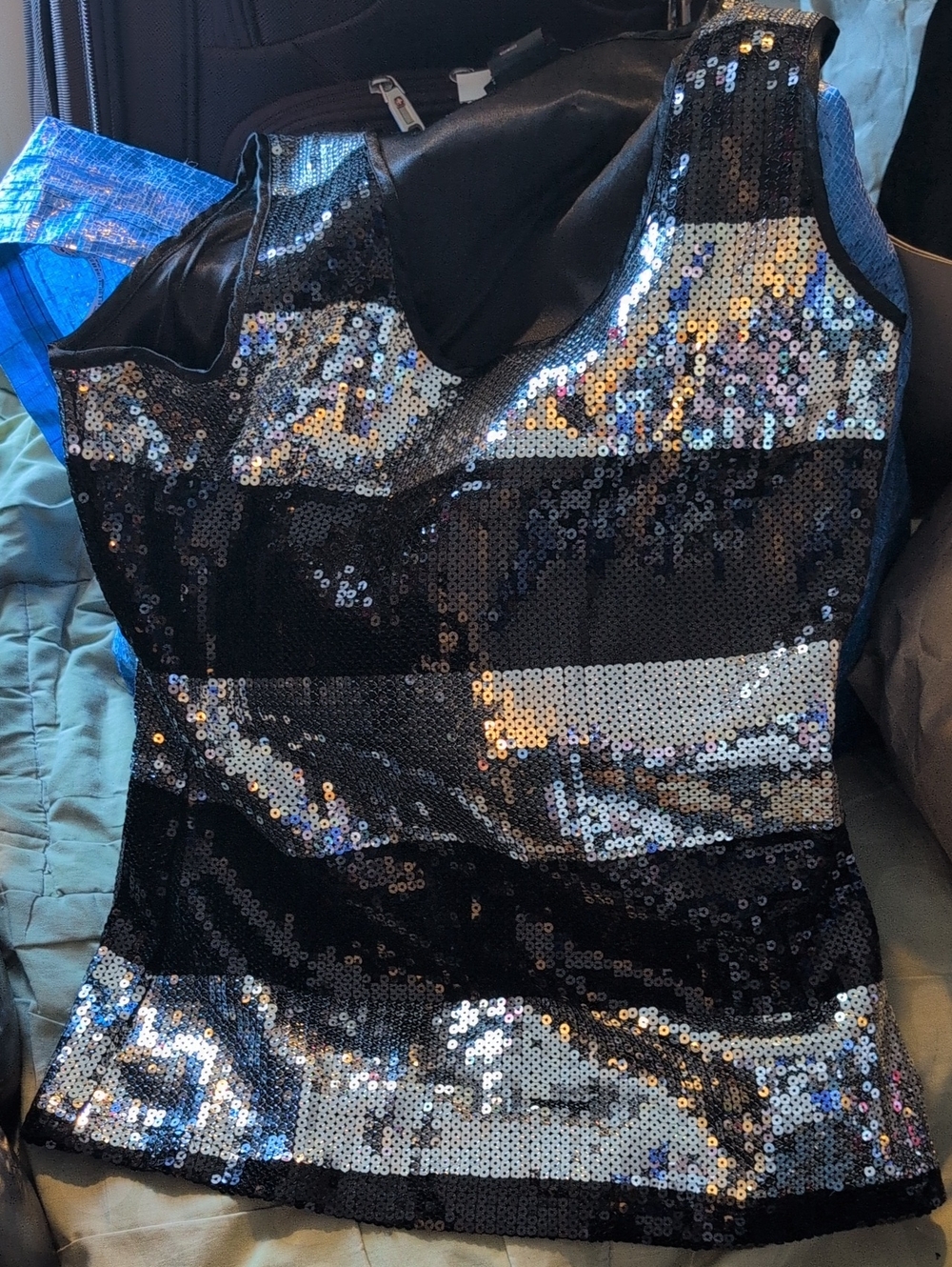 Dress Black & Siler Sequin Tank (Full Back N Front Sequinned)